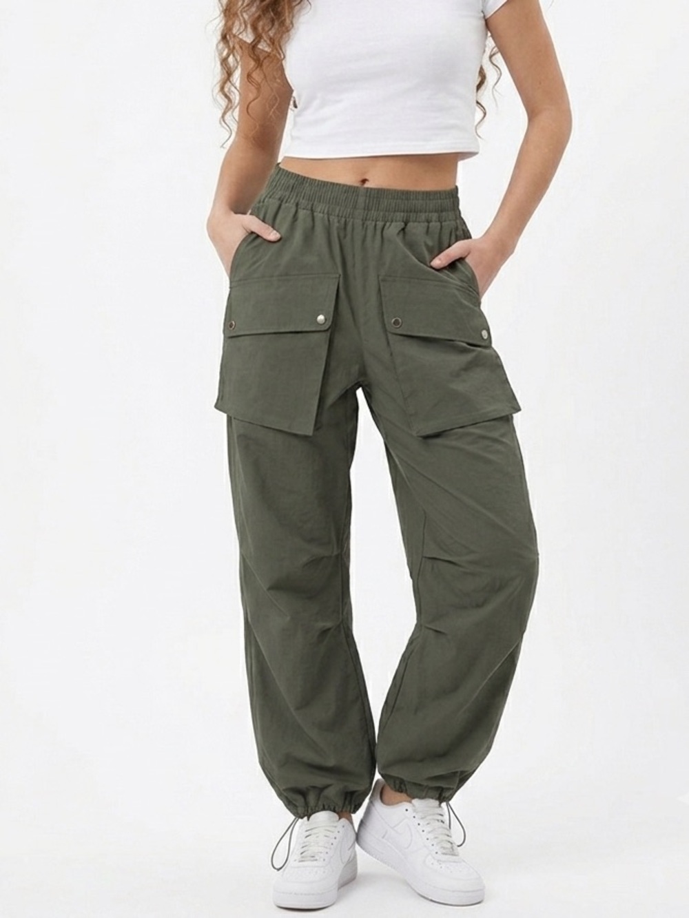 BY DYLN | NWT ZACH CARGO JOGGER IN COAL OLIVE GREEN